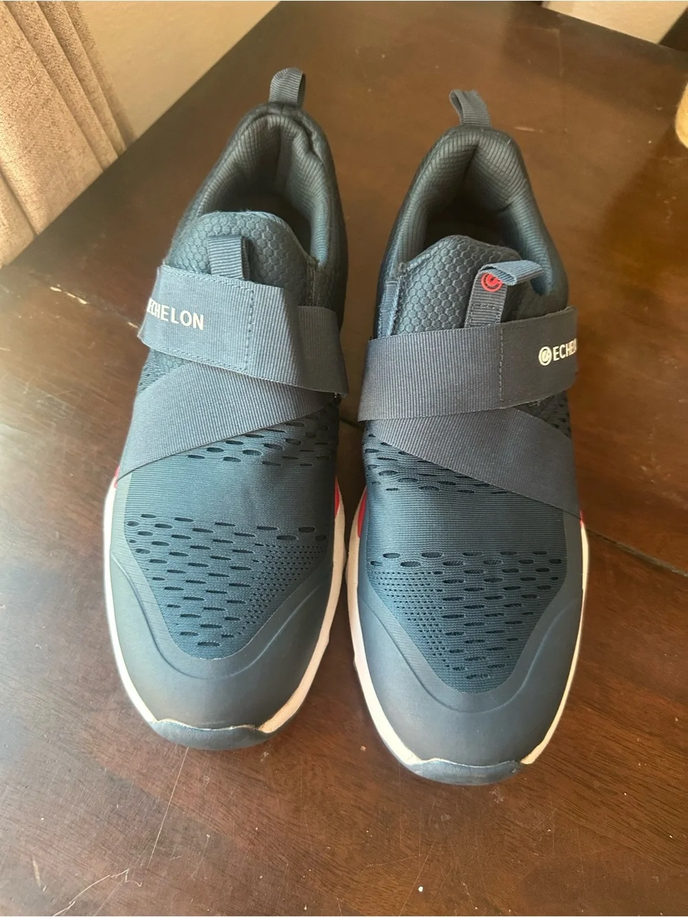 Men's Navy Athletic Slip-On Sneakers with Strap Bike Shoes Unisex